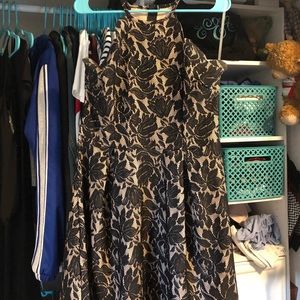 Nude/black lace dress